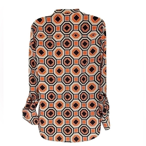 Michael Kors Geometric Print Blouse Tie Waist Size 6 - Picture 2 of 6